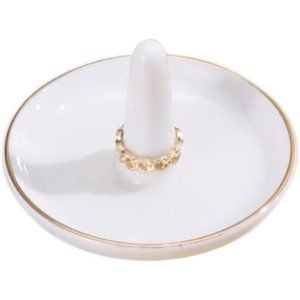 Women 4 Inch White Ceramic Ring Dish Holder